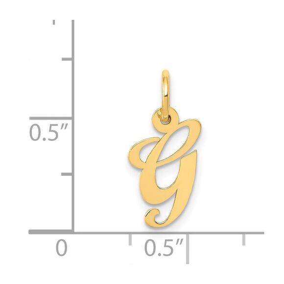Kazi Luxury 14k Yellow Gold Small Fancy Script Letter G Initial Charm - Picture 4 of 4